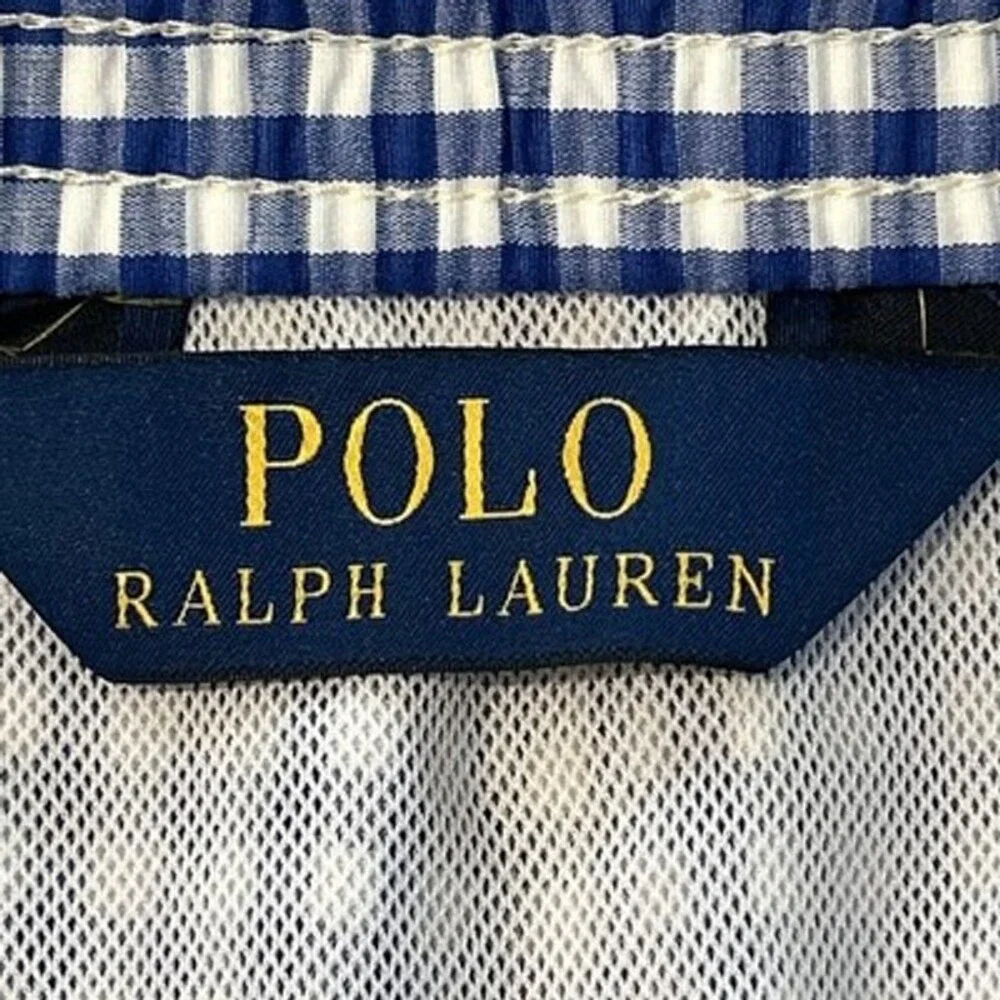 NWT Polo Ralph Lauren Traveler Swim Shorts Men 1XB Blue White Gingham 6